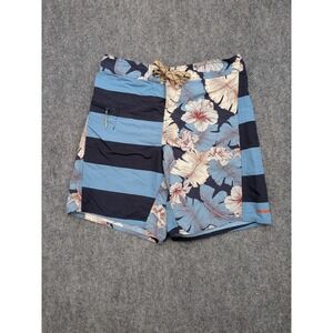 Patagonia Board Shorts Mens 29 Blue Floral Striped Swim Trunks Surf Nylon Pocket